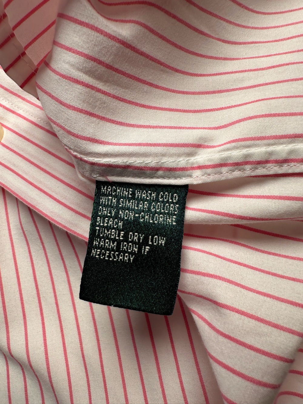 Lauren Ralph Lauren Pink White Striped Button Front Shirt Women’s 2X Cotton - Picture 6 of 10
